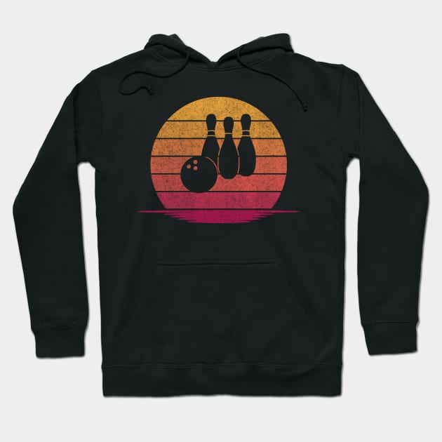 Awesome Funny Bowling Gift - Hobby Silhouette Sunset Design Hoodie by mahmuq